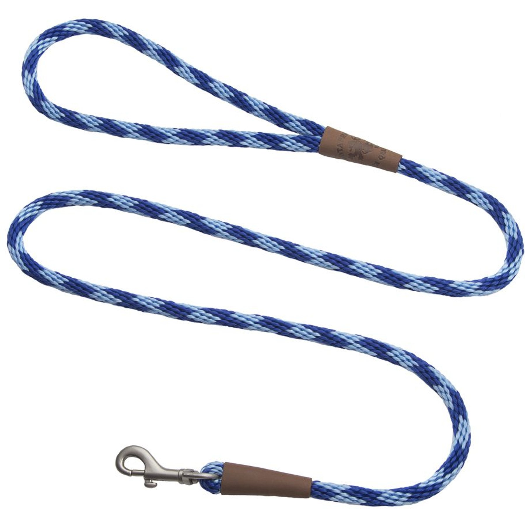 Mendota Products Small Snap Checkered Rope Dog Leash, Sapphire, 6-ft long, 3/8-in wide
