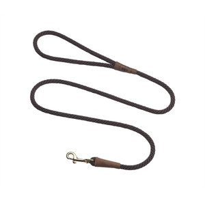 Mendota Products Small Snap Solid Rope Dog Leash, Dark Brown, 4-ft long, 3/8-in wide