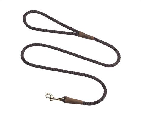Show full view: Mendota Products Small Snap Solid Rope Dog Leash, Dark Brown, 4-ft long, 3/8-in wide slide 1 of 4