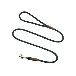 Mendota Products Small Snap Solid Rope Dog Leash, Hunter Green, 6-ft long, 3/8-in wide