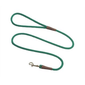 Mendota Products Small Snap Solid Rope Dog Leash, Kelly Green, 4-ft long, 3/8-in wide