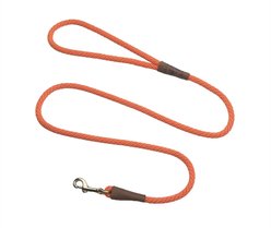 Mendota Products Small Snap Solid Rope Dog Leash, Orange, 6-ft long, 3/8-in wide