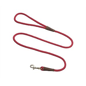 Mendota Products Small Snap Solid Rope Dog Leash, Red, 4-ft long, 3/8-in wide