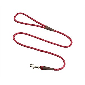 Mendota Products Small Snap Solid Rope Dog Leash, Red, 6-ft long, 3/8-in wide