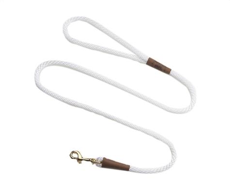 Show full view: Mendota Products Small Snap Solid Rope Dog Leash, White, 6-ft long, 3/8-in wide slide 1 of 4