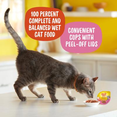 Show full view: Meow Mix Chunks in Gravy Real Salmon & Ocean Fish Wet Cat Food, 2.75-oz cup, case of 12 slide 6 of 9