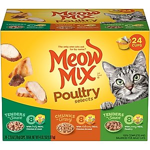 Meow Mix Poultry Selects Variety Pack Wet Cat Food, 2.75-oz cup, case of 24