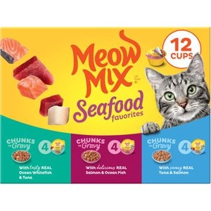 MEOW MIX Savory Morsels Seafood Favorites Variety Pack Cat Food