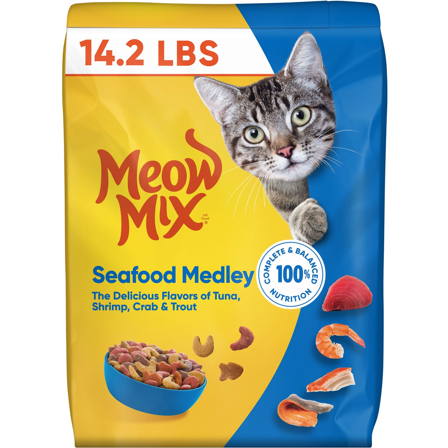 Meow Mix Seafood Medley Dry Cat Food, 14.2-lb bag