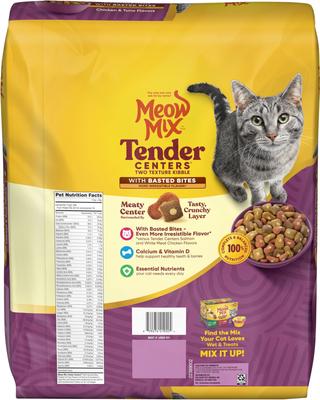 Show full view: Meow Mix Tender Centers Basted Bites Chicken & Tuna Flavor Dry Cat Food, 13.5-lb bag slide 5 of 11