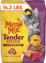 Meow Mix Tender Centers Basted Bites Chicken & Tuna Flavored Dry Cat Food, 14.2-lb bag