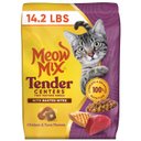 Meow Mix Tender Centers Basted Bites Chicken & Tuna Flavored Dry Cat Food, 14.2-lb bag