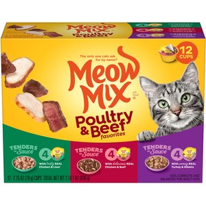 Meow Mix Tender Favorites Poultry & Beef Cat Food Trays Variety Pack