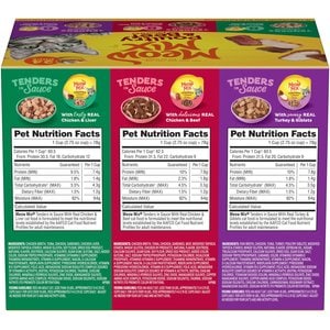 Meow Mix Tender Favorites Poultry & Beef Wet Cat Food Variety Pack, 2.75-oz cup, case of 24