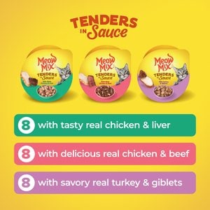 Meow Mix Tender Favorites Poultry & Beef Wet Cat Food Variety Pack, 2.75-oz cup, case of 24