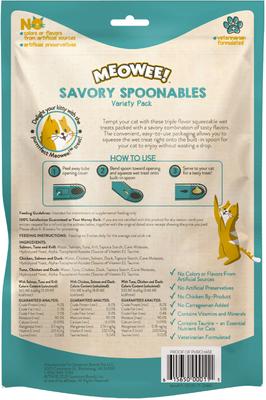 Show full view: Meowee! Savory Spoonables Triple Flavor Variety Pack Lickable Cat Treat, Squeezable Tube, 12 count slide 3 of 13