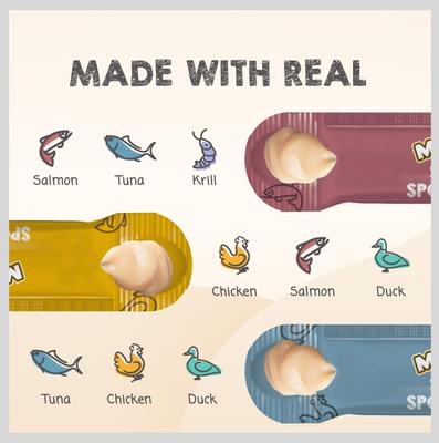 Show full view: Meowee! Savory Spoonables Triple Flavor Variety Pack Lickable Cat Treat, Squeezable Tube, 12 count slide 4 of 13