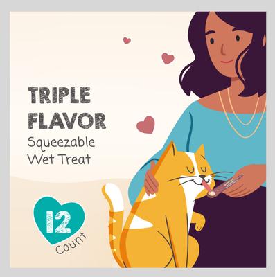 Show full view: Meowee! Savory Spoonables Triple Flavor Variety Pack Lickable Cat Treat, Squeezable Tube, 12 count slide 5 of 13