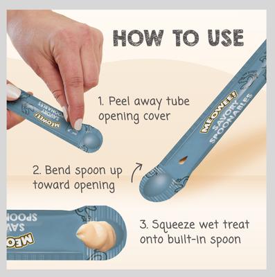 Show full view: Meowee! Savory Spoonables Triple Flavor Variety Pack Lickable Cat Treat, Squeezable Tube, 12 count slide 7 of 13
