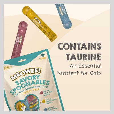 Show full view: Meowee! Savory Spoonables Triple Flavor Variety Pack Lickable Cat Treat, Squeezable Tube, 12 count slide 8 of 13
