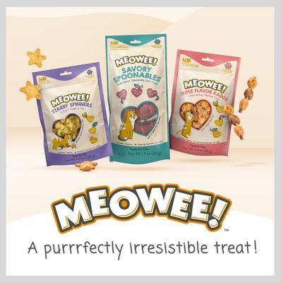 Show full view: Meowee! Savory Spoonables with Real Chicken, Salmon & Duck Lickable Cat Treat, Squeezable Tube, 4 count slide 10 of 13