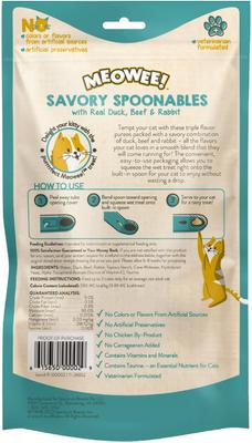 Show full view: Meowee! Savory Spoonables with Real Duck, Beef & Rabbit Lickable Cat Treat, Squeezable Tube, 8 count slide 3 of 13