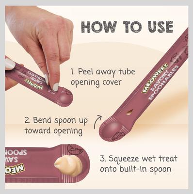 Show full view: Meowee! Savory Spoonables with Real Salmon, Tuna & Krill Lickable Cat Treat, Squeezable Tube, 4 count slide 7 of 13