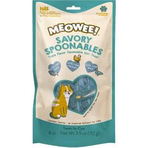 Meowee! Savory Spoonables with Real Tuna, Chicken & Duck Lickable Cat Treat, Squeezable Tube, 8 count
