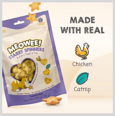 Show full view: Meowee! Starry Spinners with Real Chicken, Chicken Liver & Catnip Crunchy Cat Treat, 1.25-oz bag slide 4 of 13
