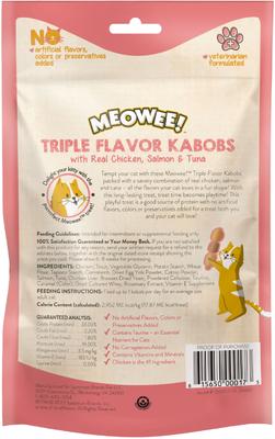 Show full view: Meowee! Triple Flavor Kabobs with Real Chicken, Salmon & Tuna Cat Treat, 2.4-oz slide 3 of 13