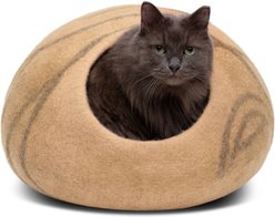 Meowfia Premium Felt Cat Cave Bed, Beige, Large