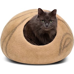 Meowfia Premium Felt Cat Cave Bed, Beige, Large