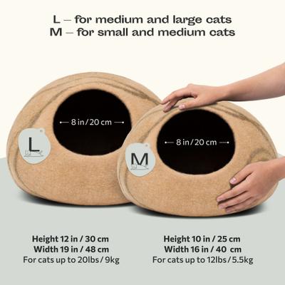 Show full view: Meowfia Premium Felt Cat Cave Bed, Beige, Large slide 2 of 7