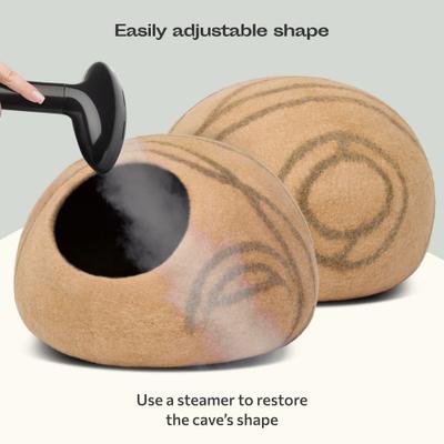 Show full view: Meowfia Premium Felt Cat Cave Bed, Beige, Large slide 5 of 7