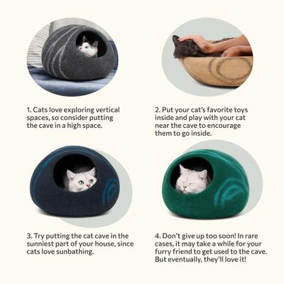 Show full view: Meowfia Premium Felt Cat Cave Bed, Beige, Large slide 6 of 7