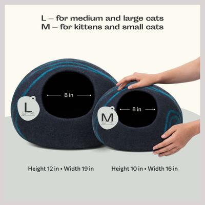 Show full view: Meowfia Premium Felt Cat Cave Bed, Black & Aqua slide 2 of 11