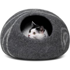 Meowfia Premium Felt Cat Cave Bed, Dark Gray