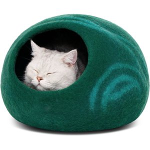 Meowfia Premium Felt Cat Cave Bed, Emerald, Large