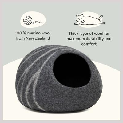 Show full view: Meowfia Premium Felt Cat Cave Bed, Medium, Dark Grey slide 3 of 11