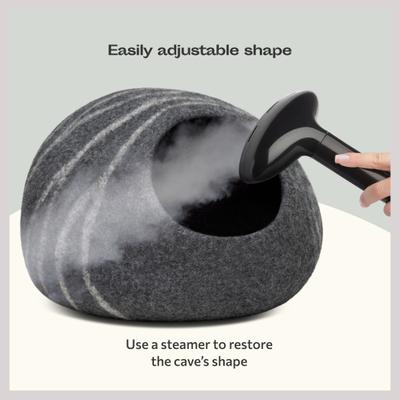 Show full view: Meowfia Premium Felt Cat Cave Bed, Medium, Dark Grey slide 4 of 11