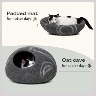 Show full view: Meowfia Premium Felt Cat Cave Bed, Medium, Dark Grey slide 5 of 11