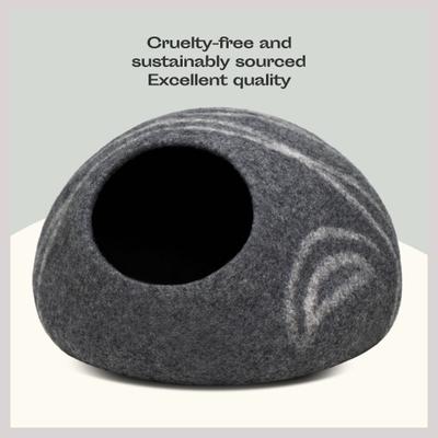 Show full view: Meowfia Premium Felt Cat Cave Bed, Medium, Dark Grey slide 6 of 11