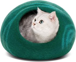 Meowfia Premium Felt Cat Cave Bed, Medium, Emerald slide 1 of 7