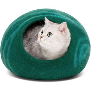Meowfia Premium Felt Cat Cave Bed, Medium, Emerald