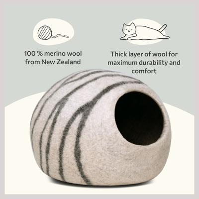 Show full view: Meowfia Premium Felt Cat Cave Bed, Medium, Light Gray slide 3 of 11