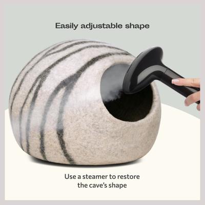 Show full view: Meowfia Premium Felt Cat Cave Bed, Medium, Light Gray slide 4 of 11