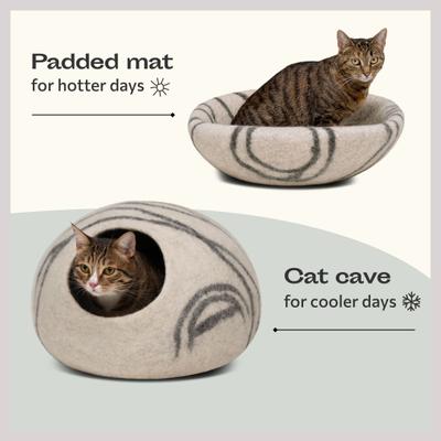 Show full view: Meowfia Premium Felt Cat Cave Bed, Medium, Light Gray slide 5 of 11