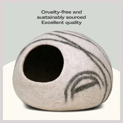 Show full view: Meowfia Premium Felt Cat Cave Bed, Medium, Light Gray slide 6 of 11