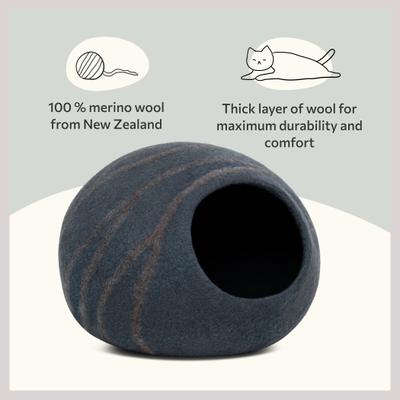 Show full view: Meowfia Premium Felt Cat Cave Bed, Medium, Slate Grey slide 3 of 11