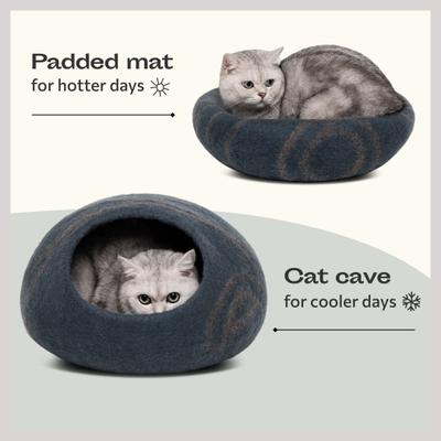 Show full view: Meowfia Premium Felt Cat Cave Bed, Medium, Slate Grey slide 5 of 11